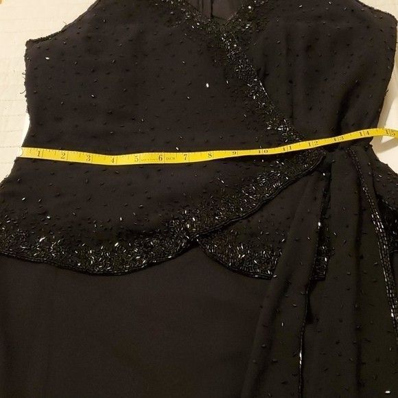 J Kara black beaded chiffon maxi gown size 6 - Picture 10 of 14